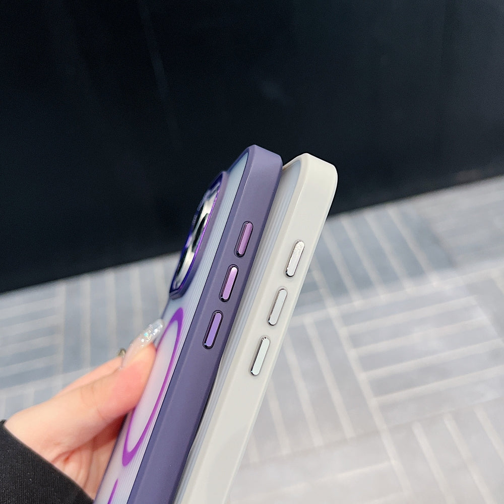 Metal Lens Frame Magnetic Wireless Phone Case