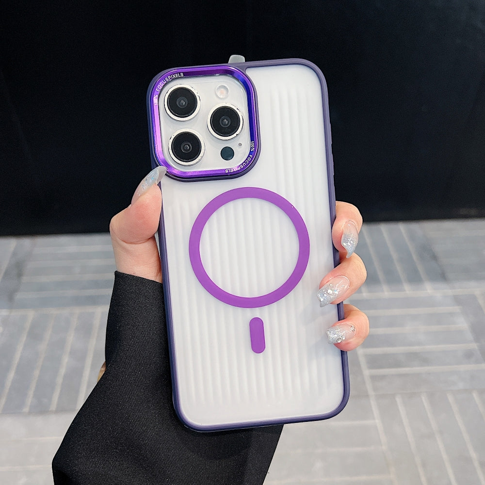 Metal Lens Frame Magnetic Wireless Phone Case