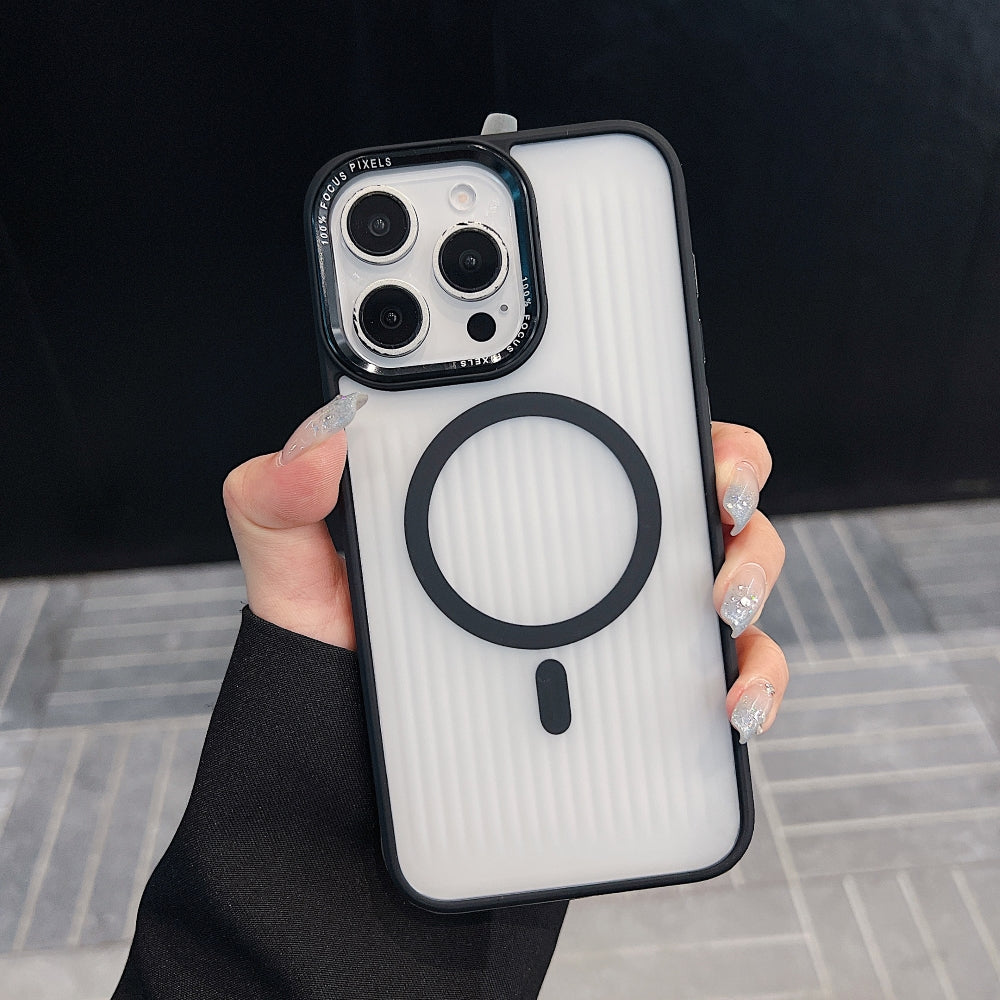 Metal Lens Frame Magnetic Wireless Phone Case
