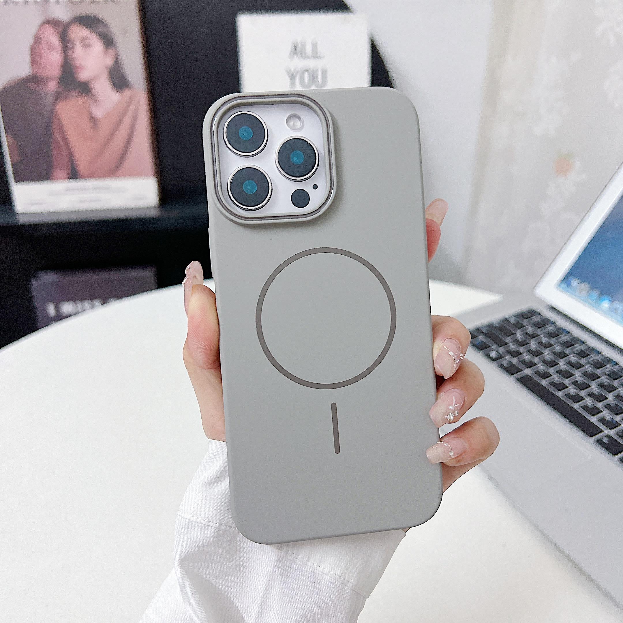 Microfiber Flock Lining Liquid Silicone Magsafe Phone Case