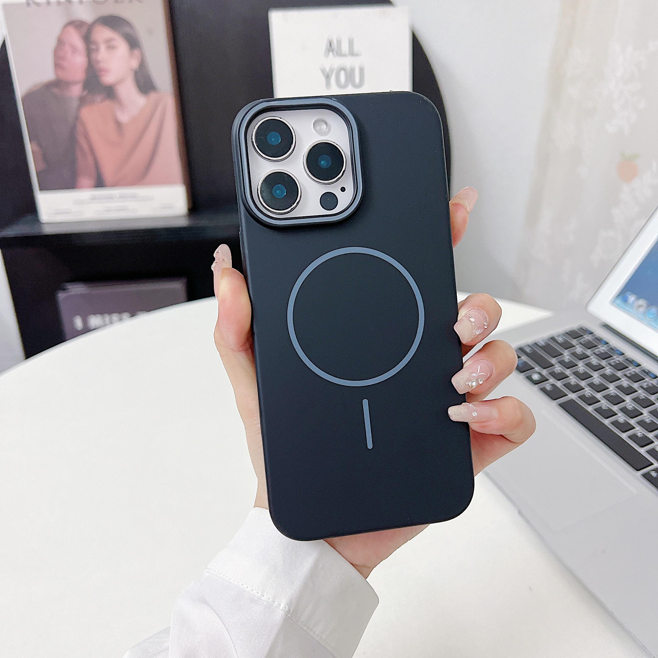 Microfiber Flock Lining Liquid Silicone Magsafe Phone Case