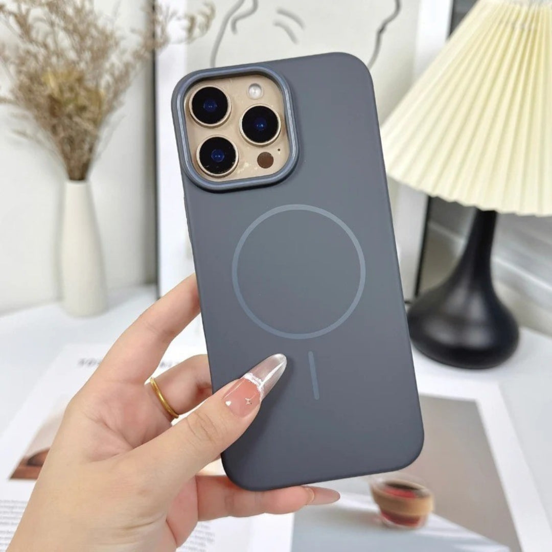 Microfiber Flock Lining Liquid Silicone Magsafe Phone Case