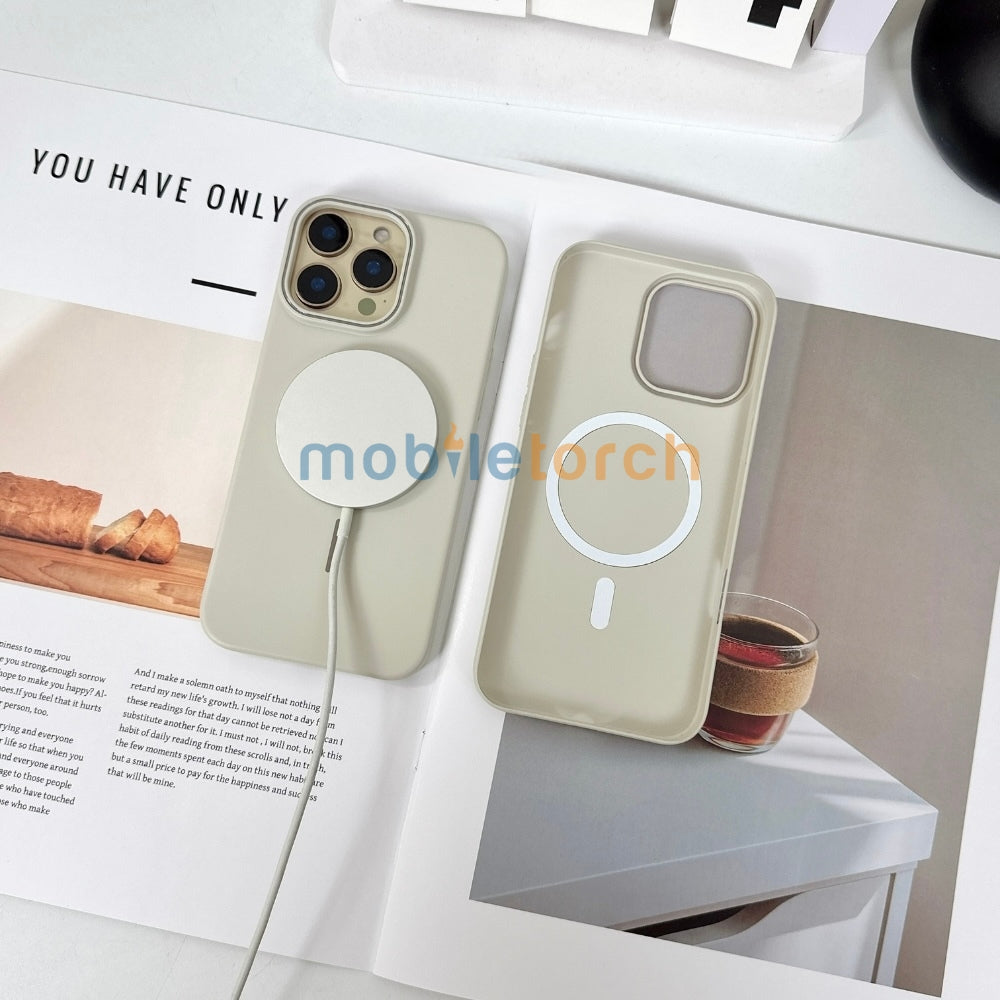 Microfiber Flock Lining Liquid Silicone Magsafe Phone Case - iPhone 14 Pro Max