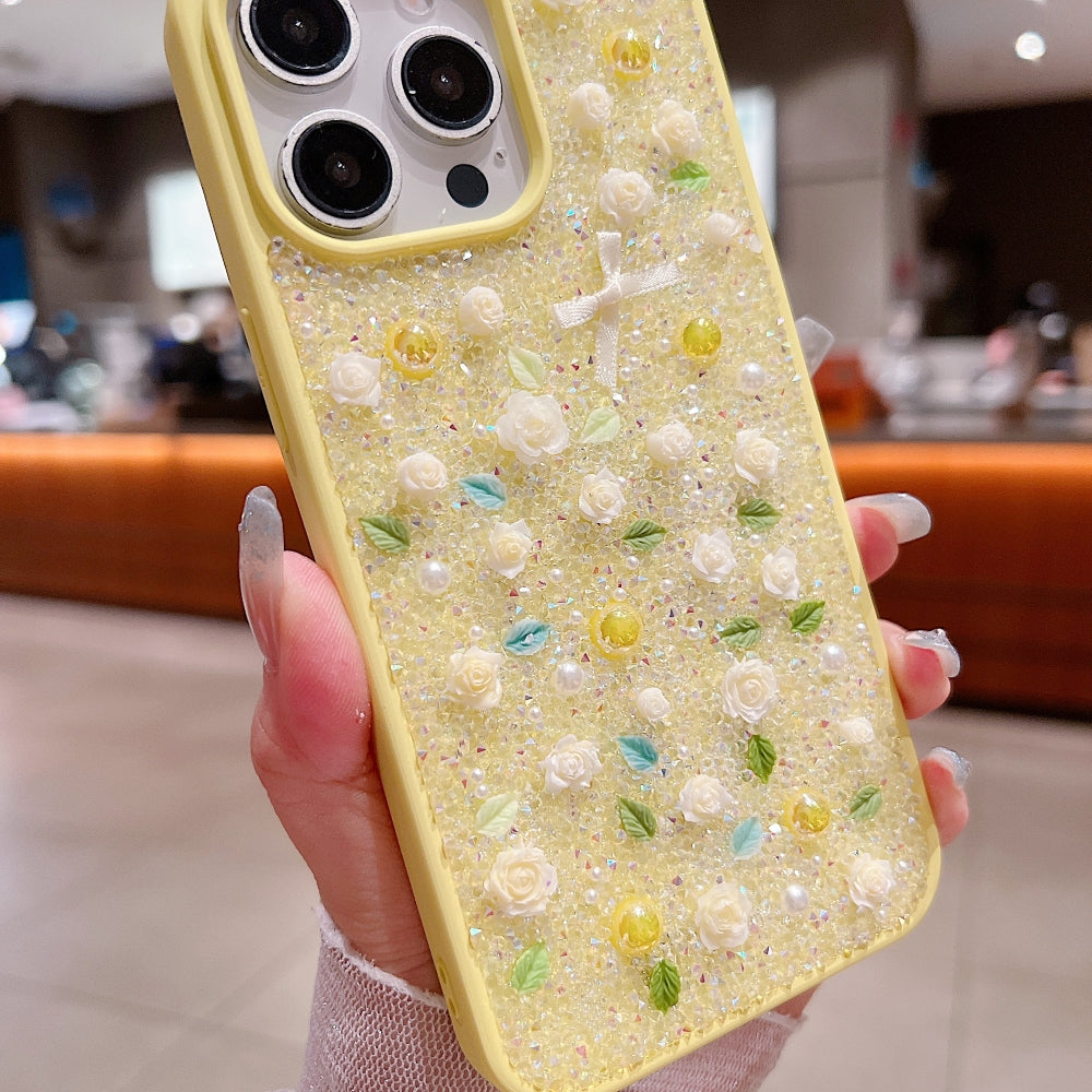 Miniature Rose Glitter Flower PC (Hard) Phone Case - iPhone 14 Plus