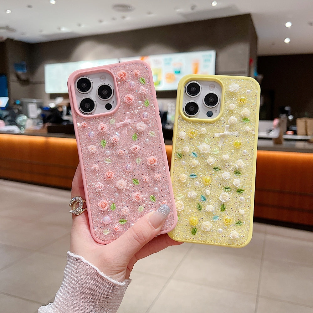 Miniature Rose Glitter Flower PC (Hard) Phone Case - iPhone 14 Plus