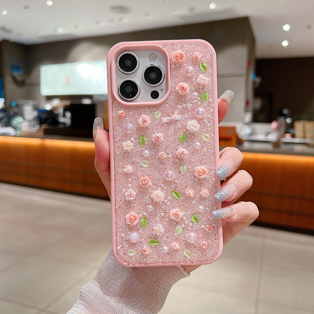 Miniature Rose Glitter Flower PC (Hard) Phone Case - iPhone 14 Plus