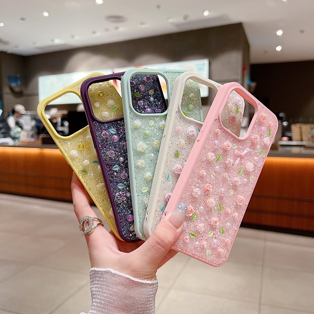 Miniature Rose Glitter Flower PC (Hard) Phone Case - iPhone 14 Pro Max