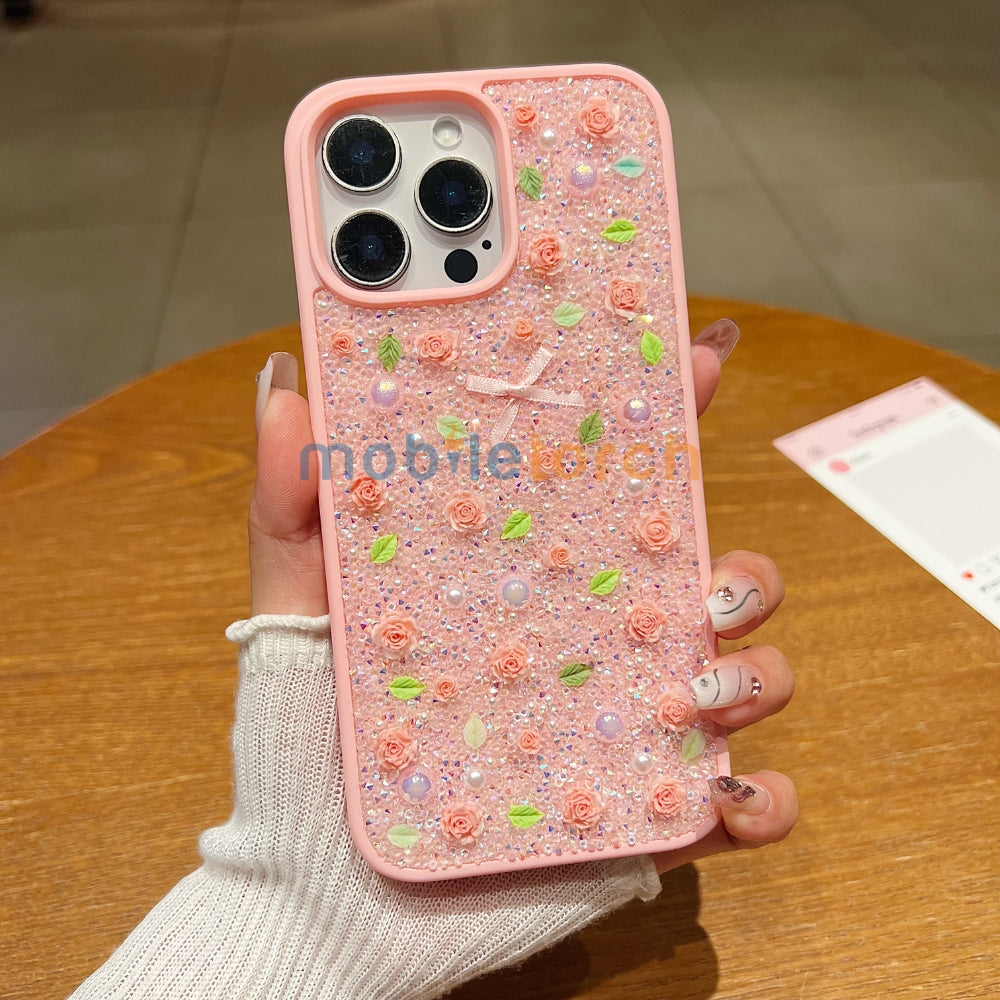 Miniature Rose Glitter Flower PC (Hard) Phone Case - Samsung S25