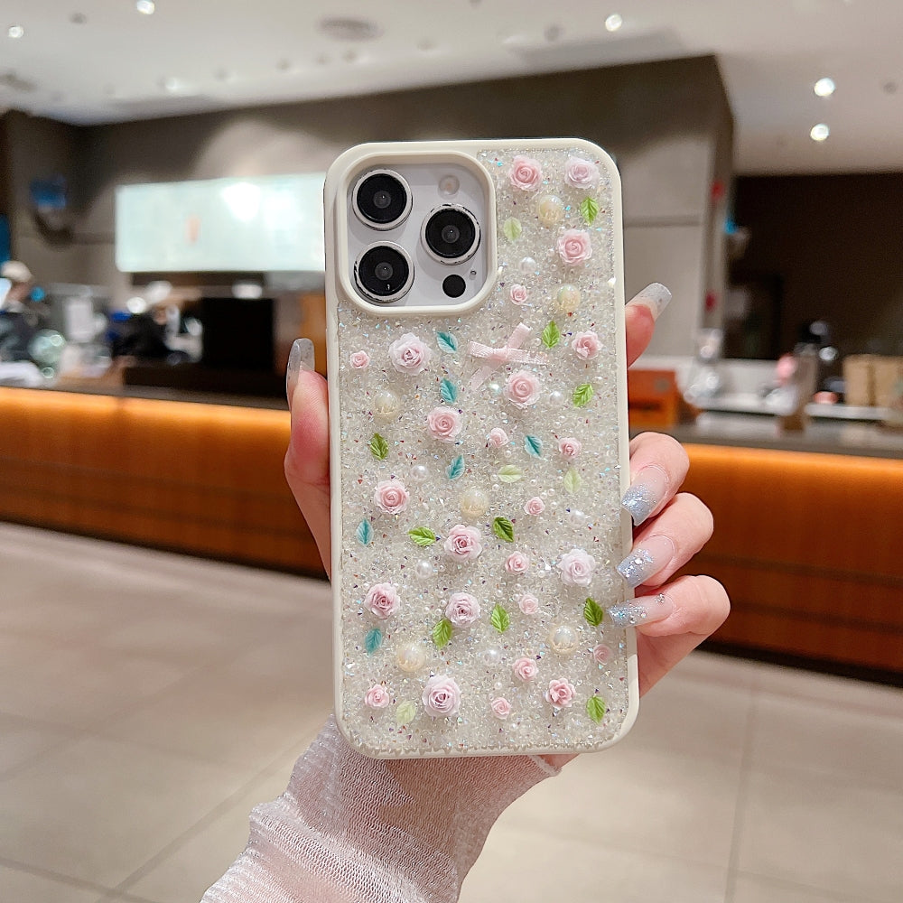 Miniature Rose Glitter Flower PC (Hard) Phone Case - iPhone 14 Plus