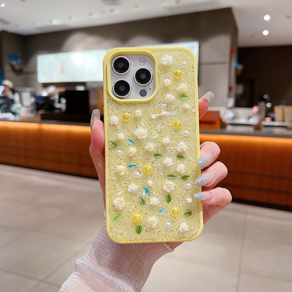 Miniature Rose Glitter Flower PC (Hard) Phone Case - iPhone 14 Plus