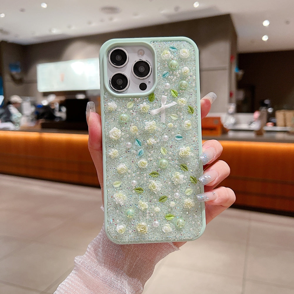 Miniature Rose Glitter Flower PC (Hard) Phone Case - iPhone 14 Plus