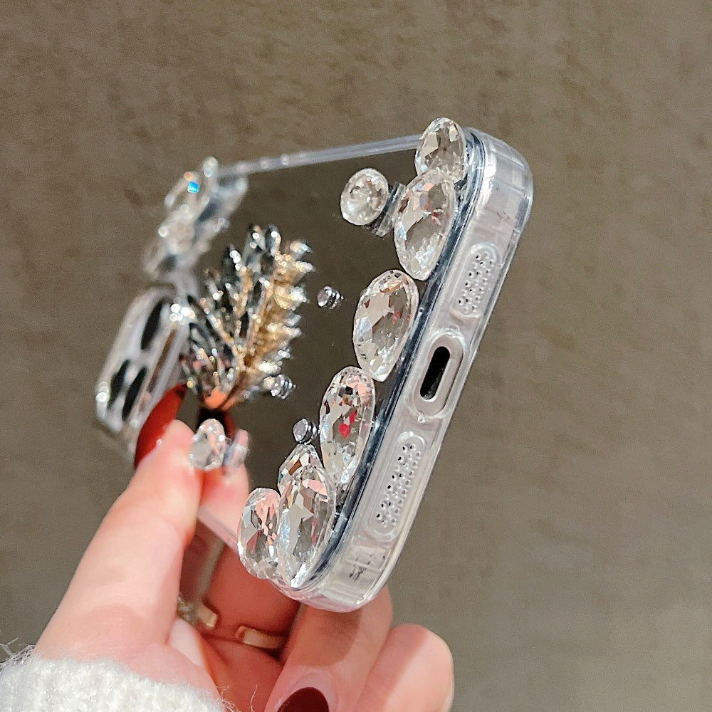 Mirror Flash Diamond Swan Phone Case