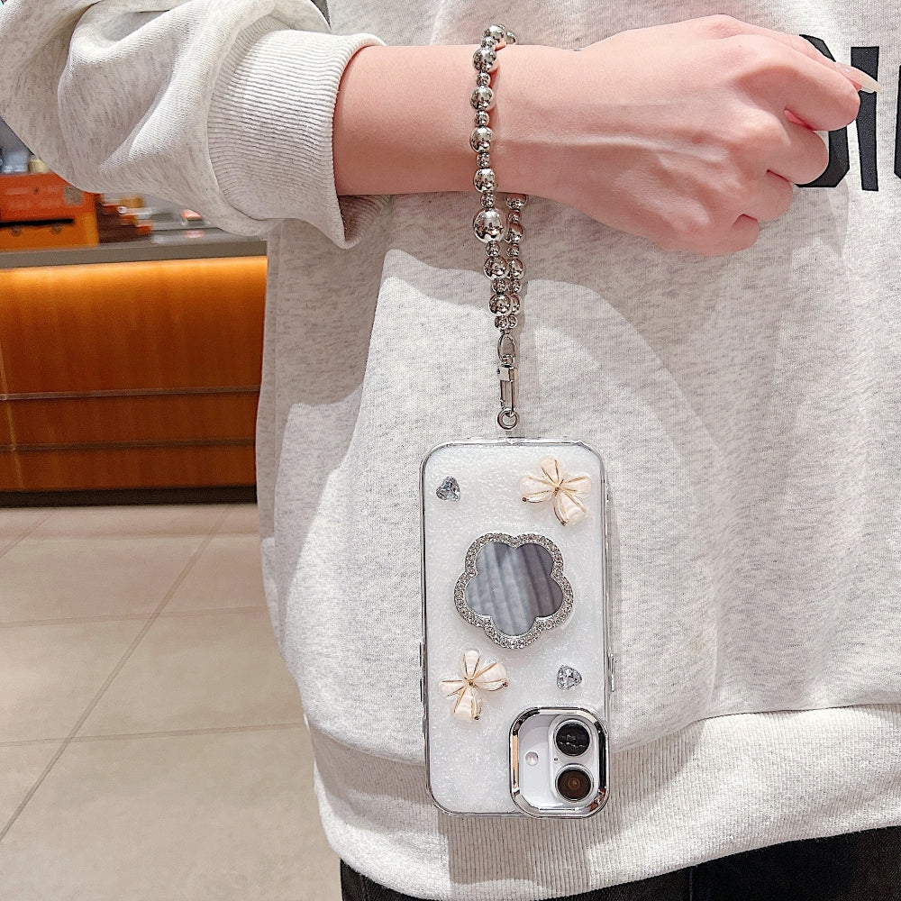 Mirror Rubber Gel Phone Case with Bracelet