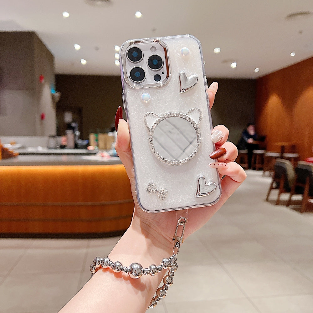 Mirror Rubber Gel Phone Case with Bracelet