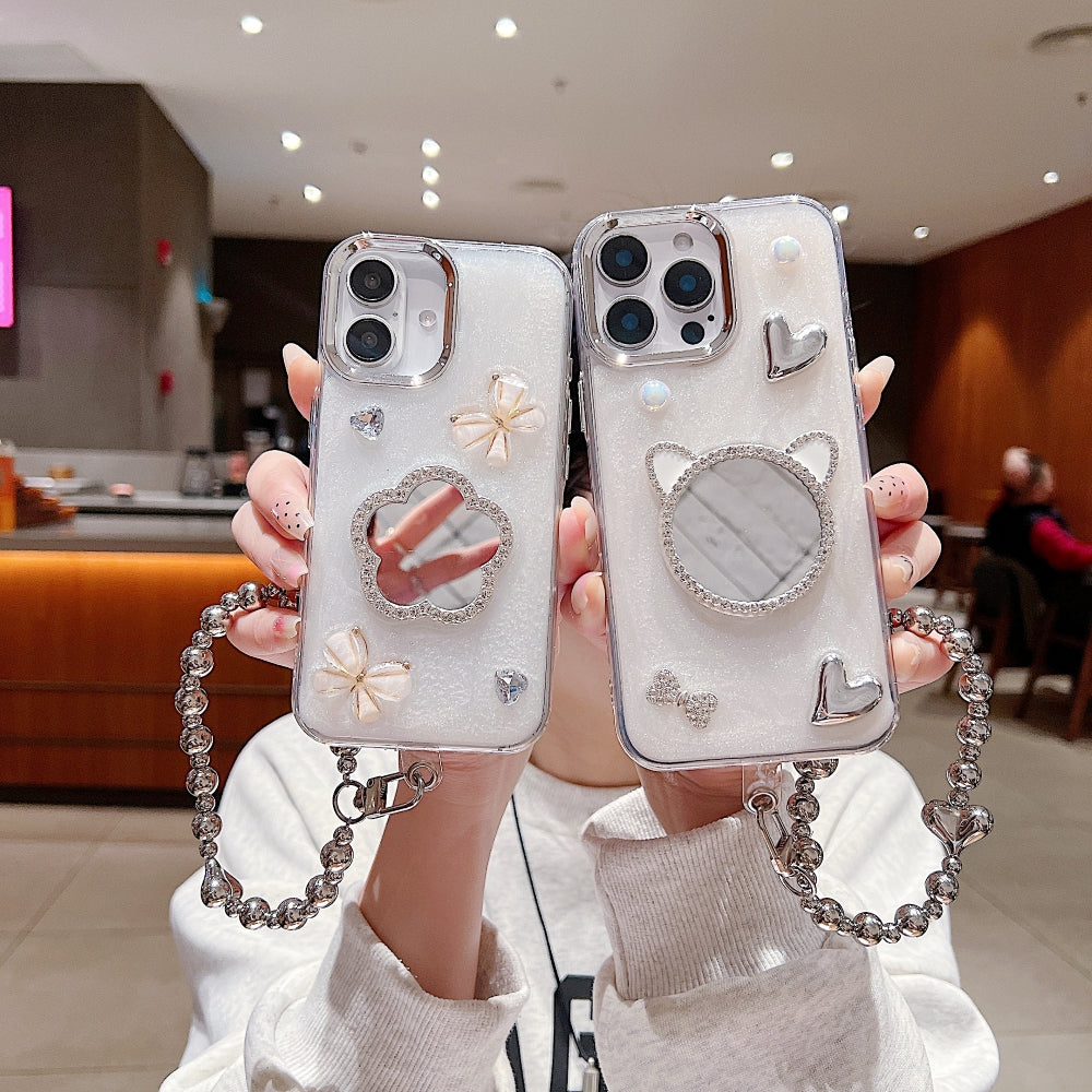 Mirror Rubber Gel Phone Case with Bracelet