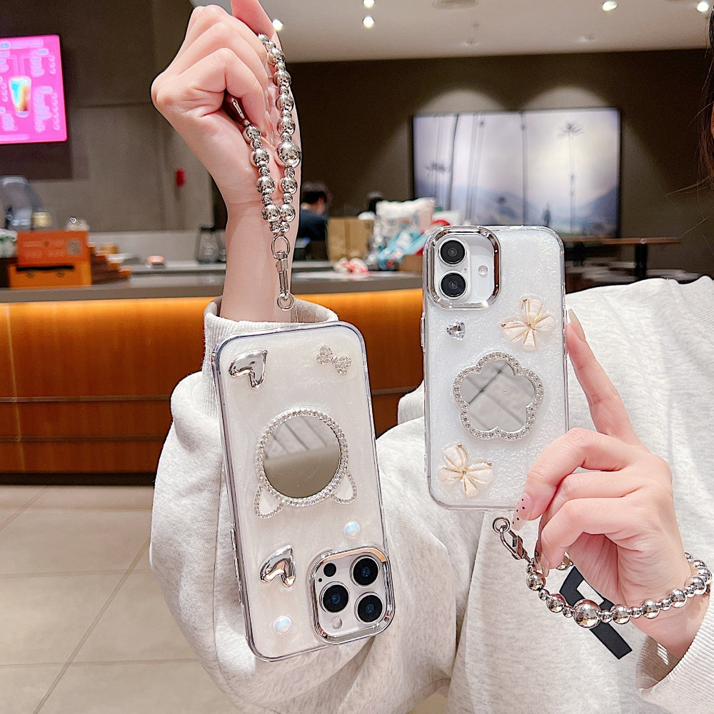 Mirror Rubber Gel Phone Case with Bracelet