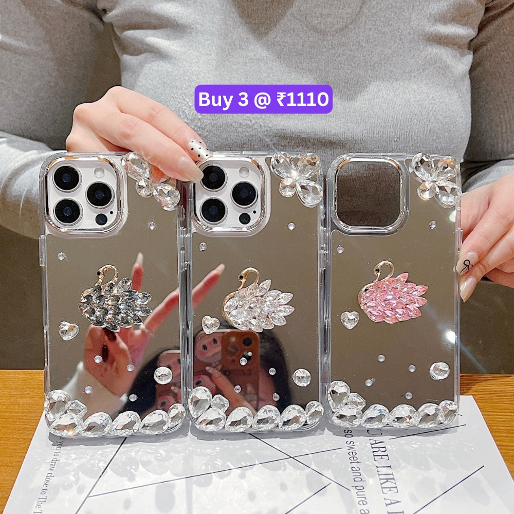 Mirror Flash Diamond Swan TPU (Soft) Phone Case - iPhone 14 Pro Max