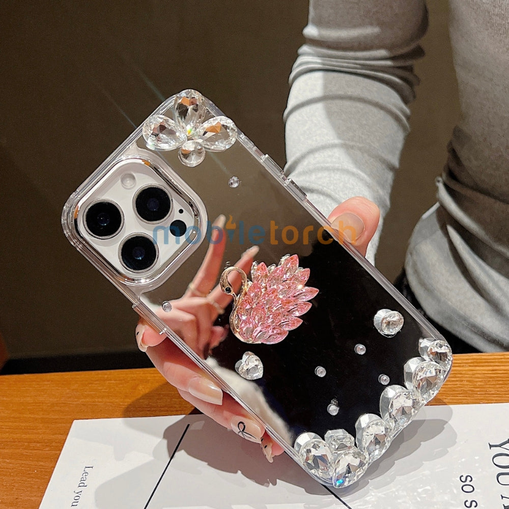 Mirror Flash Diamond Swan TPU (Soft) Phone Case - iPhone 15