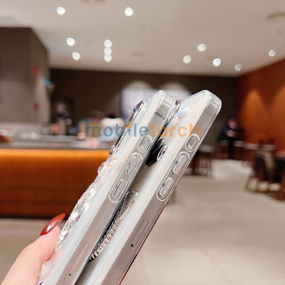 Mirror Rubber Gel TPU (Soft) Phone Case with Bracelet - iPhone 15 Pro Max
