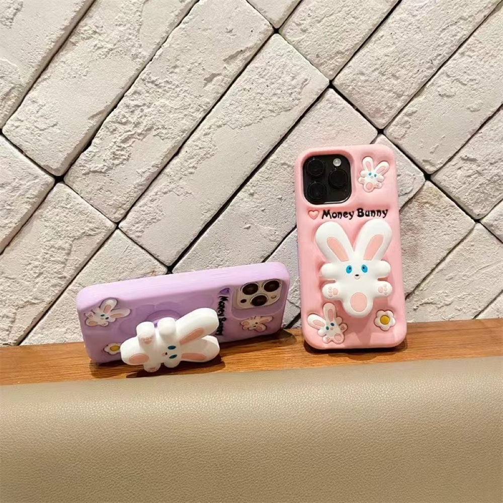 Money Bunny Pop Stand Silicone Phone Case
