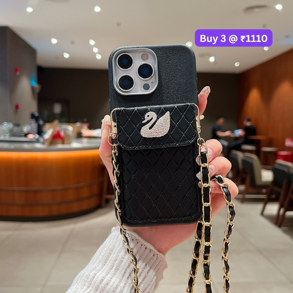 PU Leather Wallet with Lanyard Sling Phone Case | Mobile Cover - iPhone 13