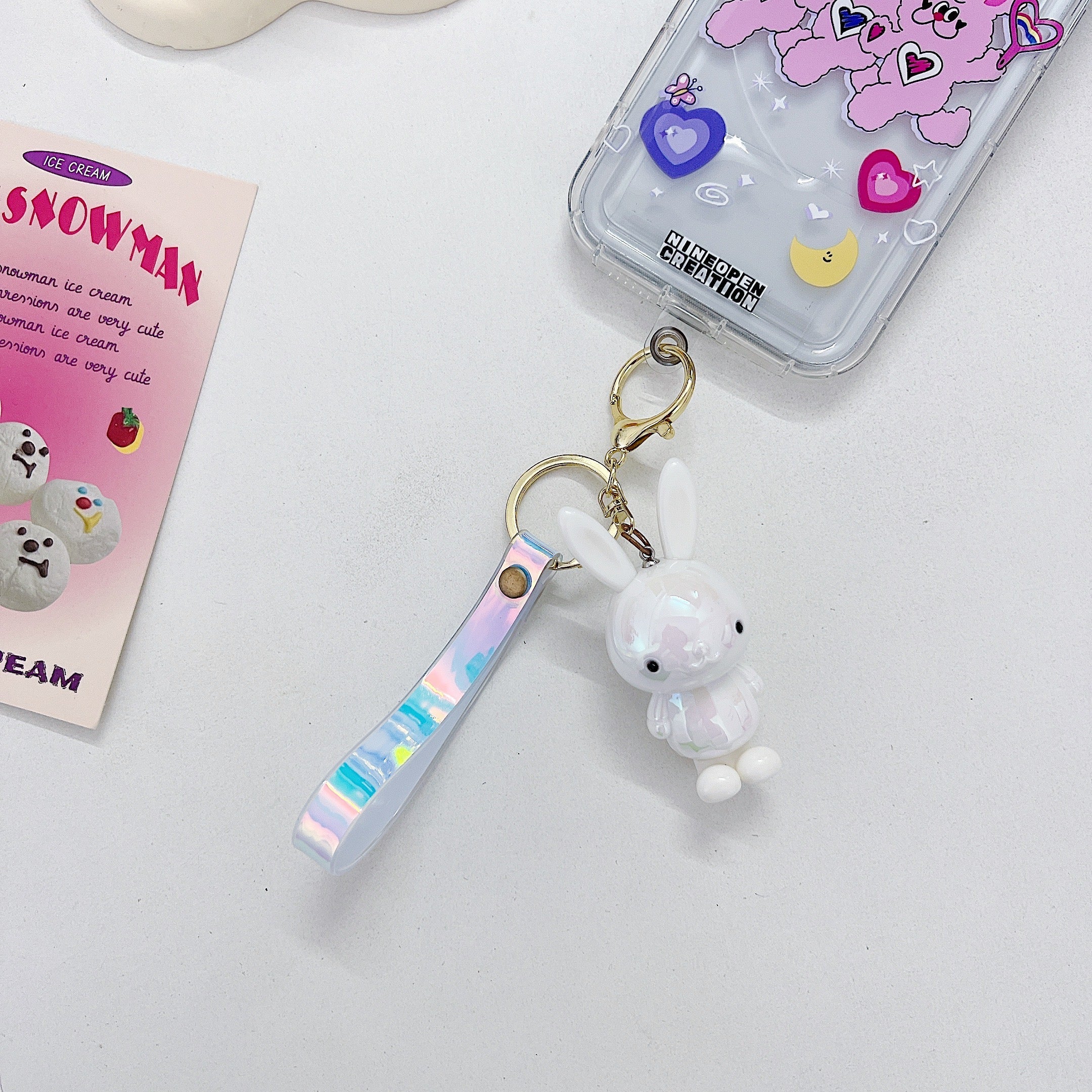 Acrylic Creative Colorful PVC Rabbit Phone Charm | Keychain | Handbag Char