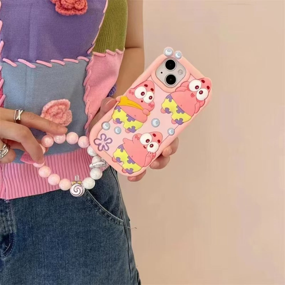 Patrick Star Cartoon TPU (Soft) Silicone Phone Case with Bracelet - iPhone 12 Pro