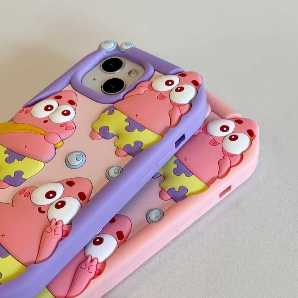Patrick Star Cartoon TPU (Soft) Silicone Phone Case with Bracelet - iPhone 15 Pro Max
