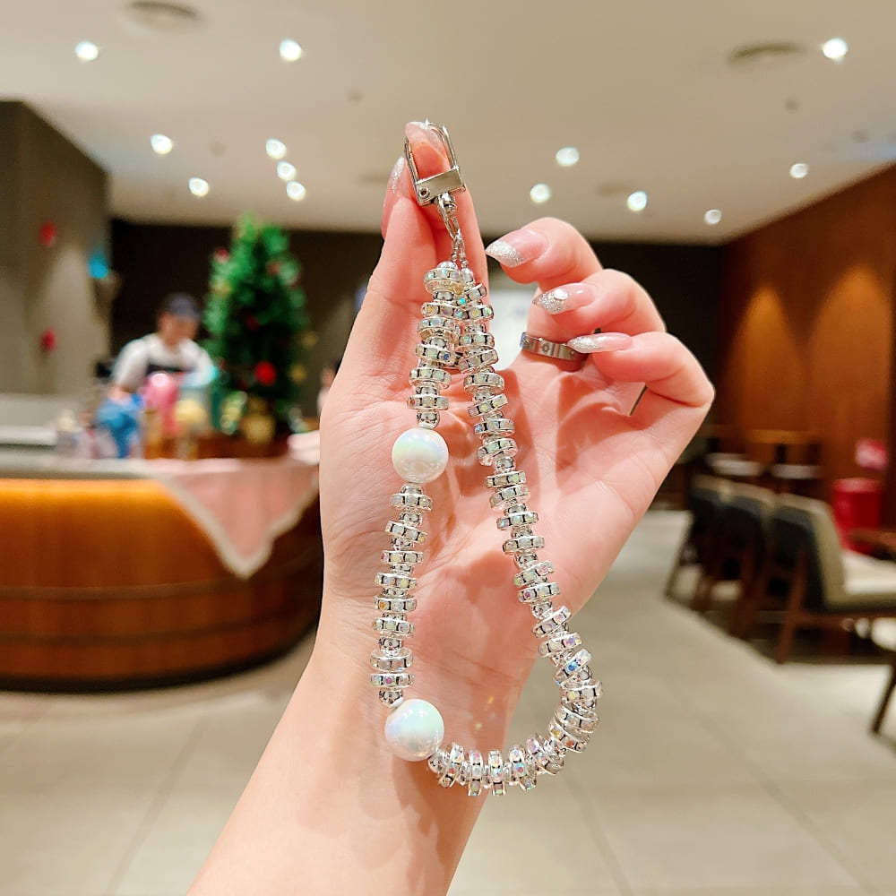 Polished Pearl Wrist Phone Charm