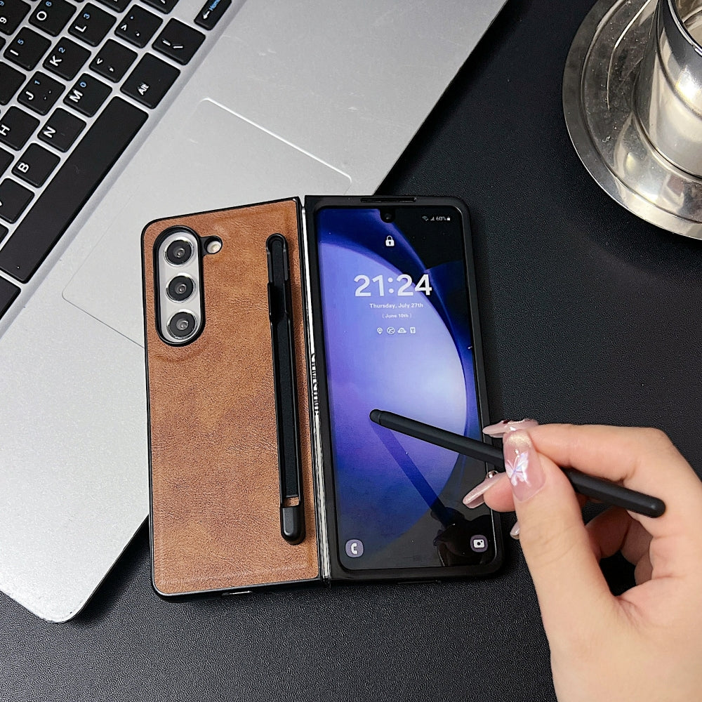 Premium Leather Lightweight Slim Fit Phone Case with Pen Slot - Samsung Z Fold 5