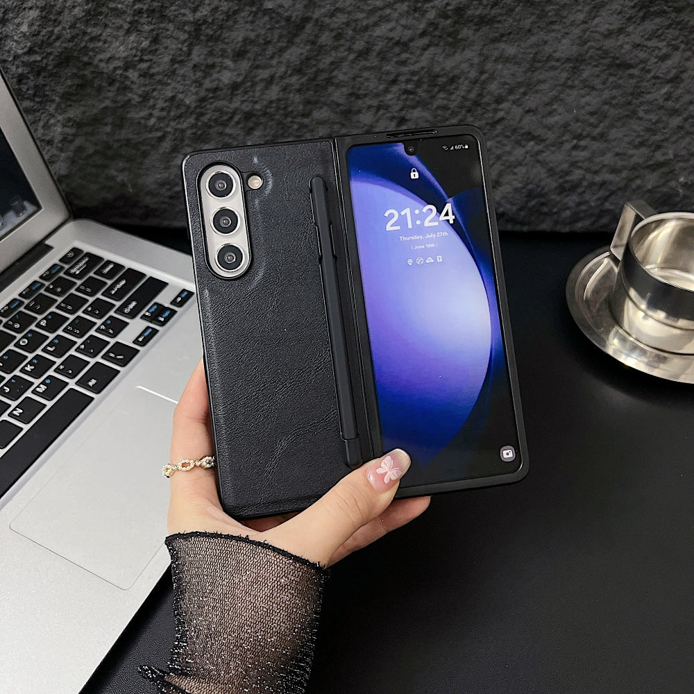 Premium Leather Lightweight Slim Fit Phone Case with Pen Slot - Samsung Z Fold 5