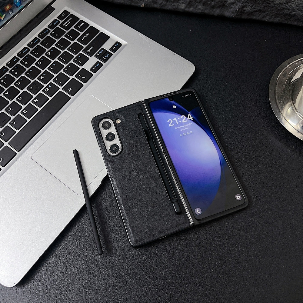 Premium Leather Lightweight Slim Fit Phone Case with Pen Slot - Samsung Z Fold 5