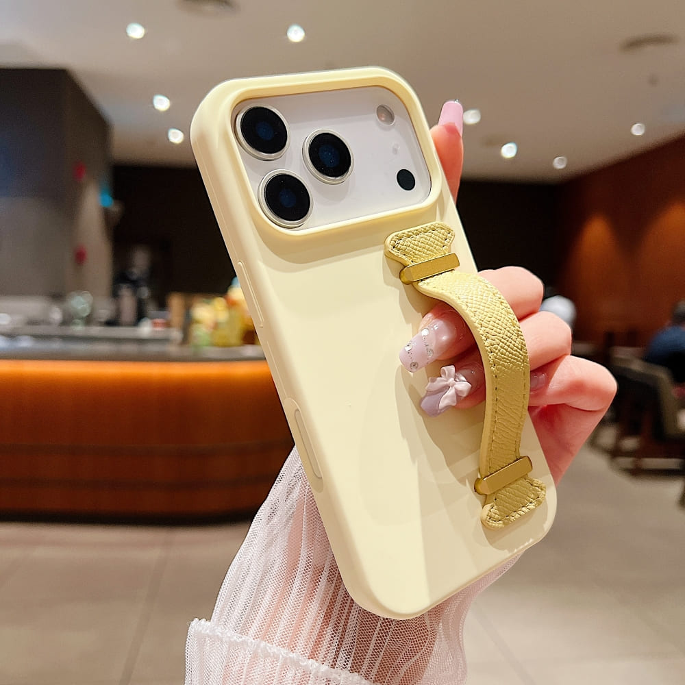 Pure Color Liquid Silicone Phone Case with Wrist Strap