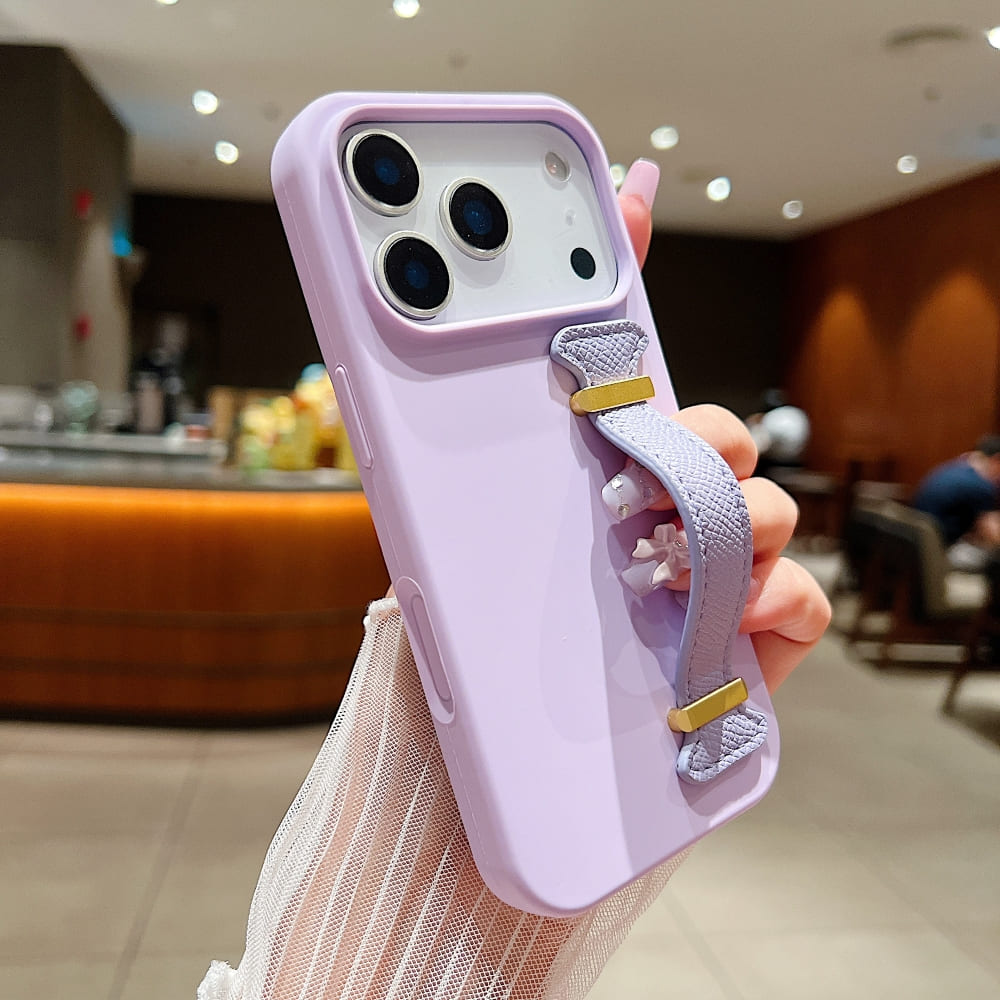 Pure Color Liquid Silicone Phone Case with Wrist Strap