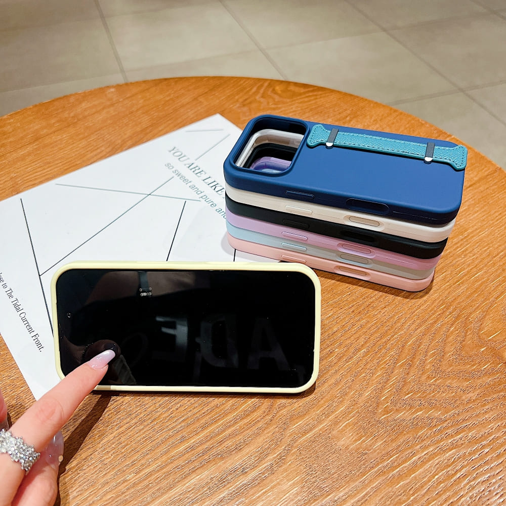 Pure Color Liquid Silicone Phone Case with Wrist Strap