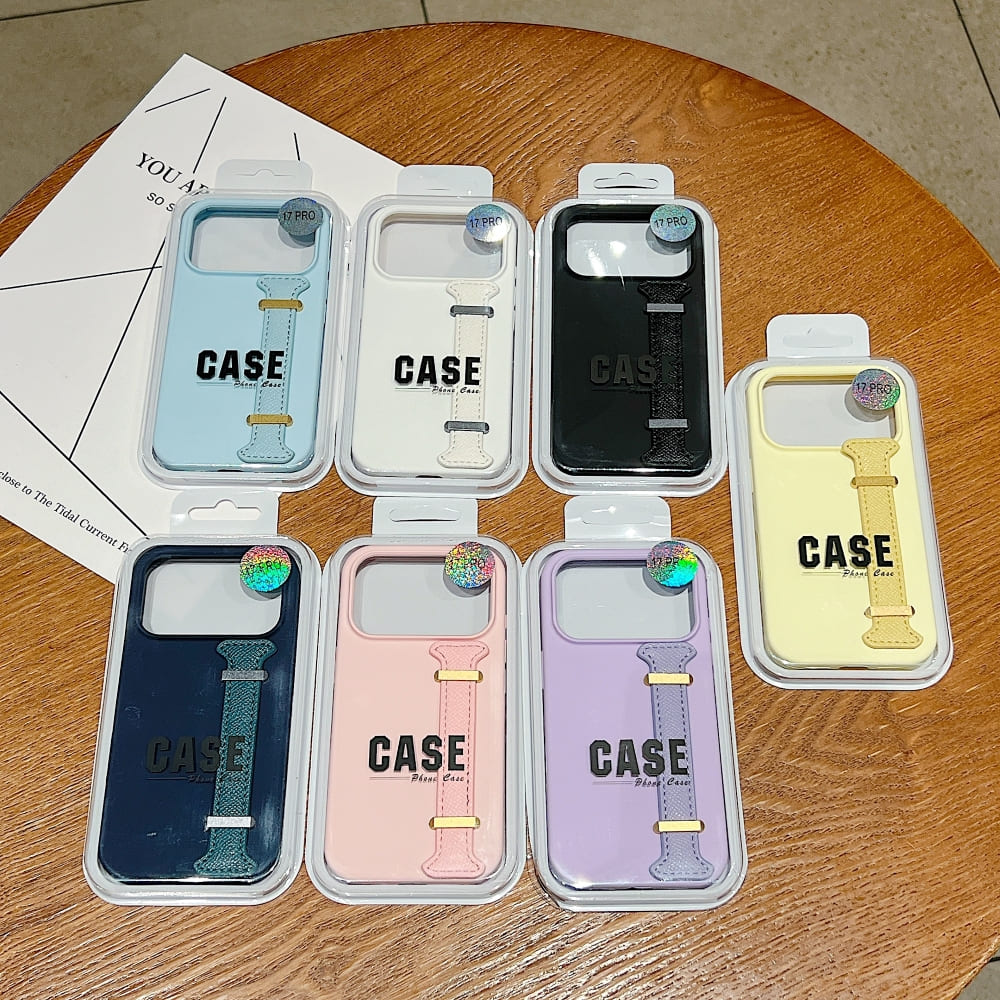 Pure Color Liquid Silicone Phone Case with Wrist Strap