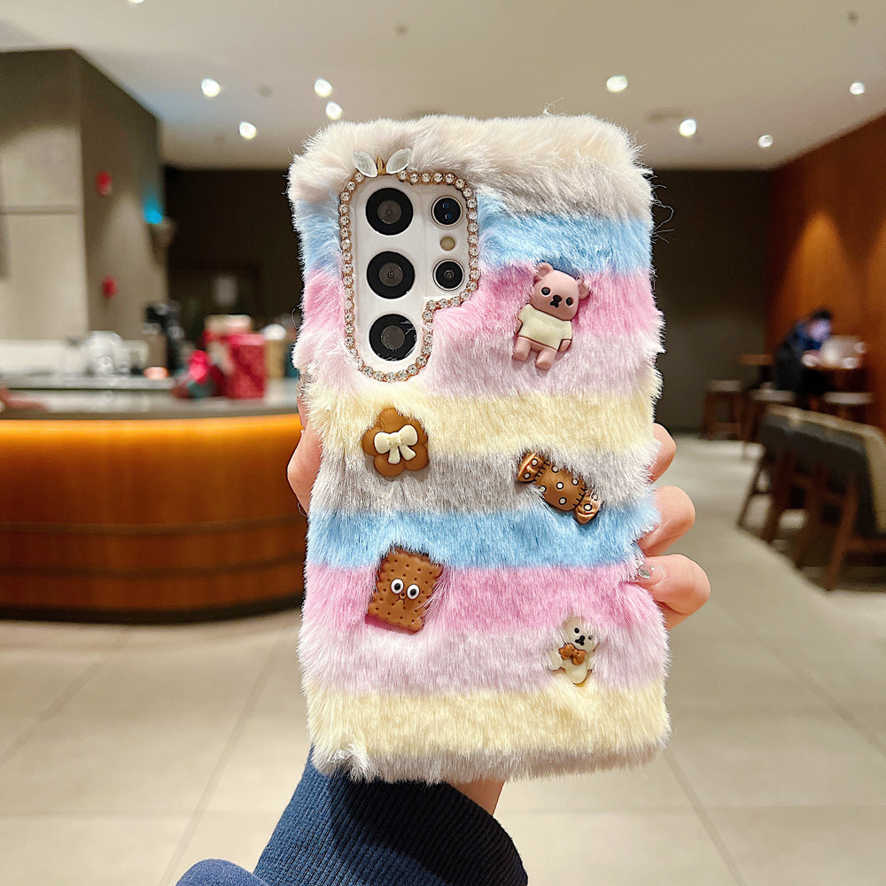 Rainbow Furry 3D Toy Camera Protection Soft Phone Case - iPhone 14 Pro