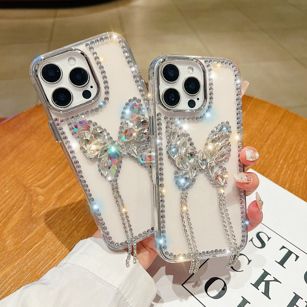 Rhinestone Butterfly Stone Transparent Phone Case