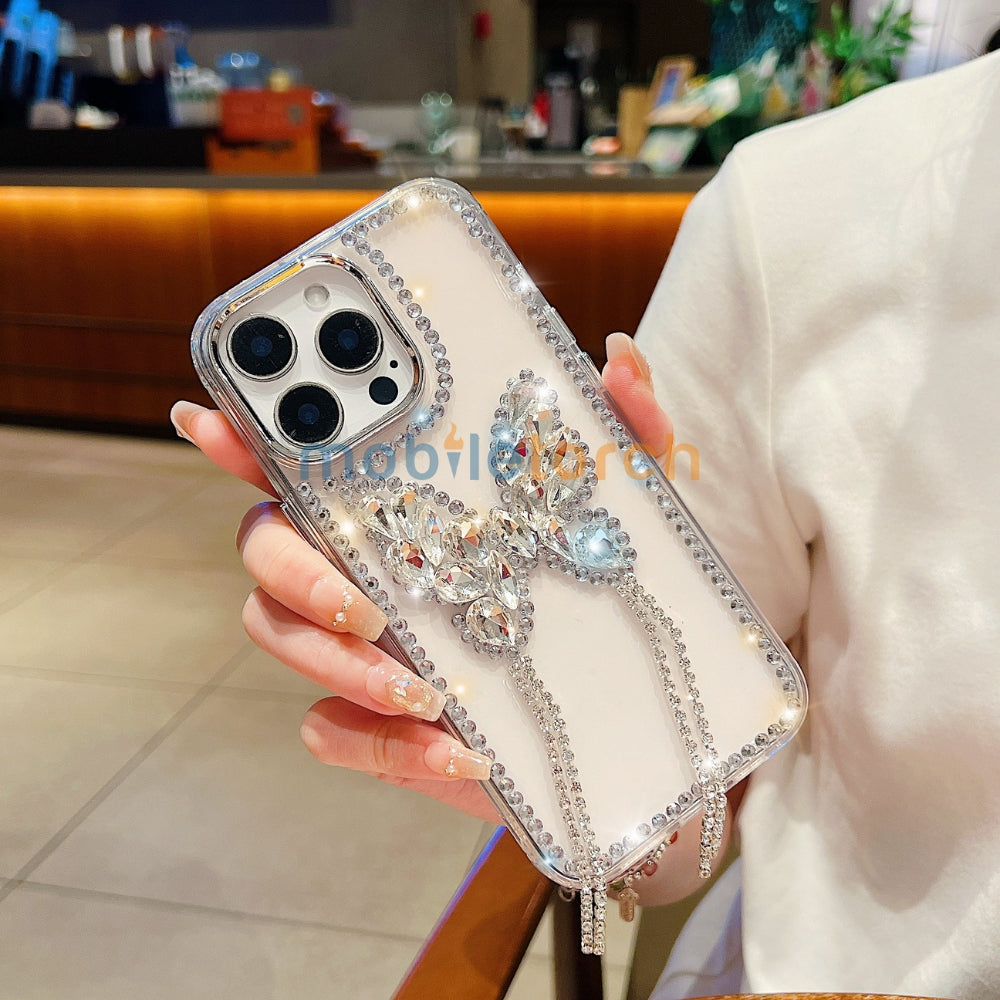 Rhinestone Butterfly Stone Transparent TPU (Soft) Phone Case | Mobile Cover - iPhone 16 Plus
