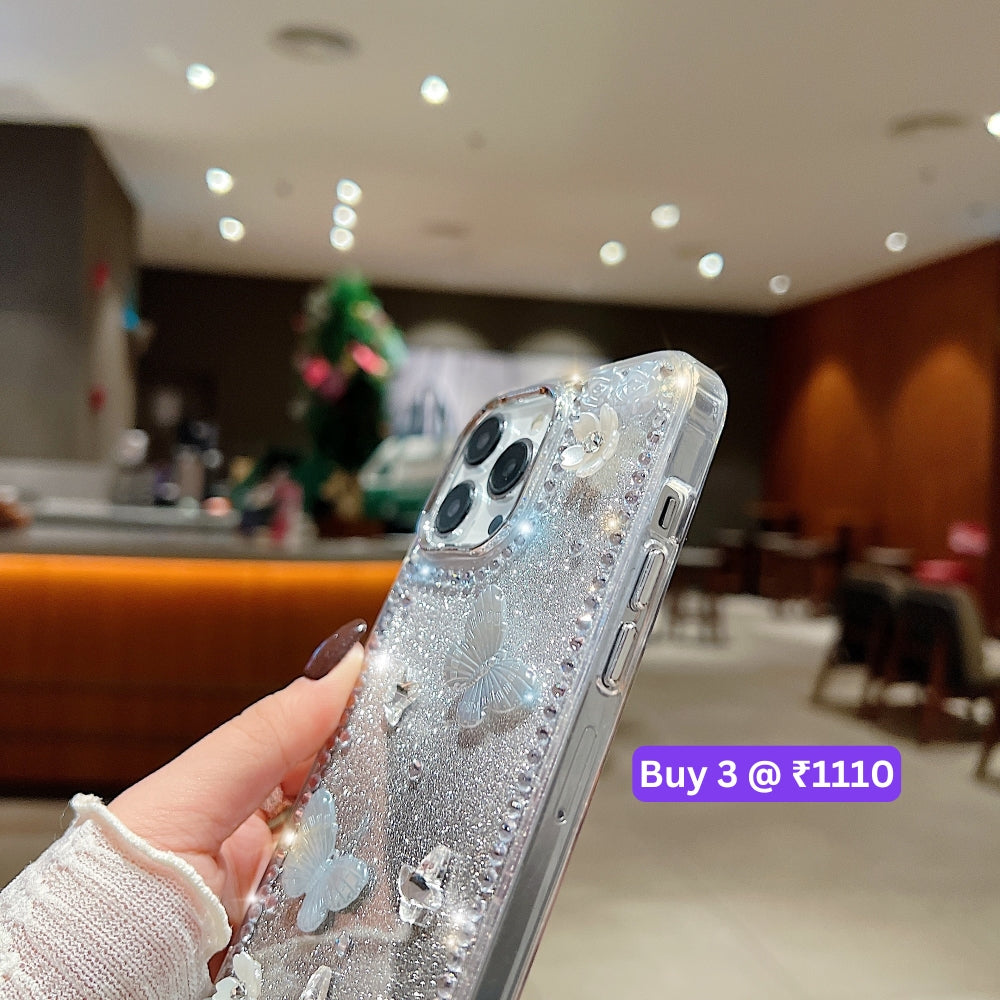 Rose and Butterfly Glittery TPU (Soft) Phone Case - iPhone 16