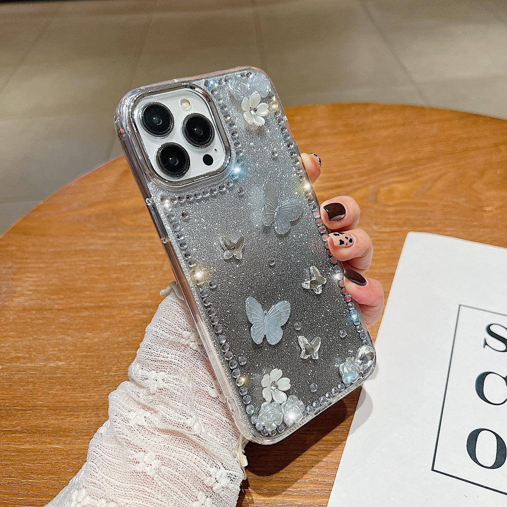 Rose and Butterfly Glittery Phone Case