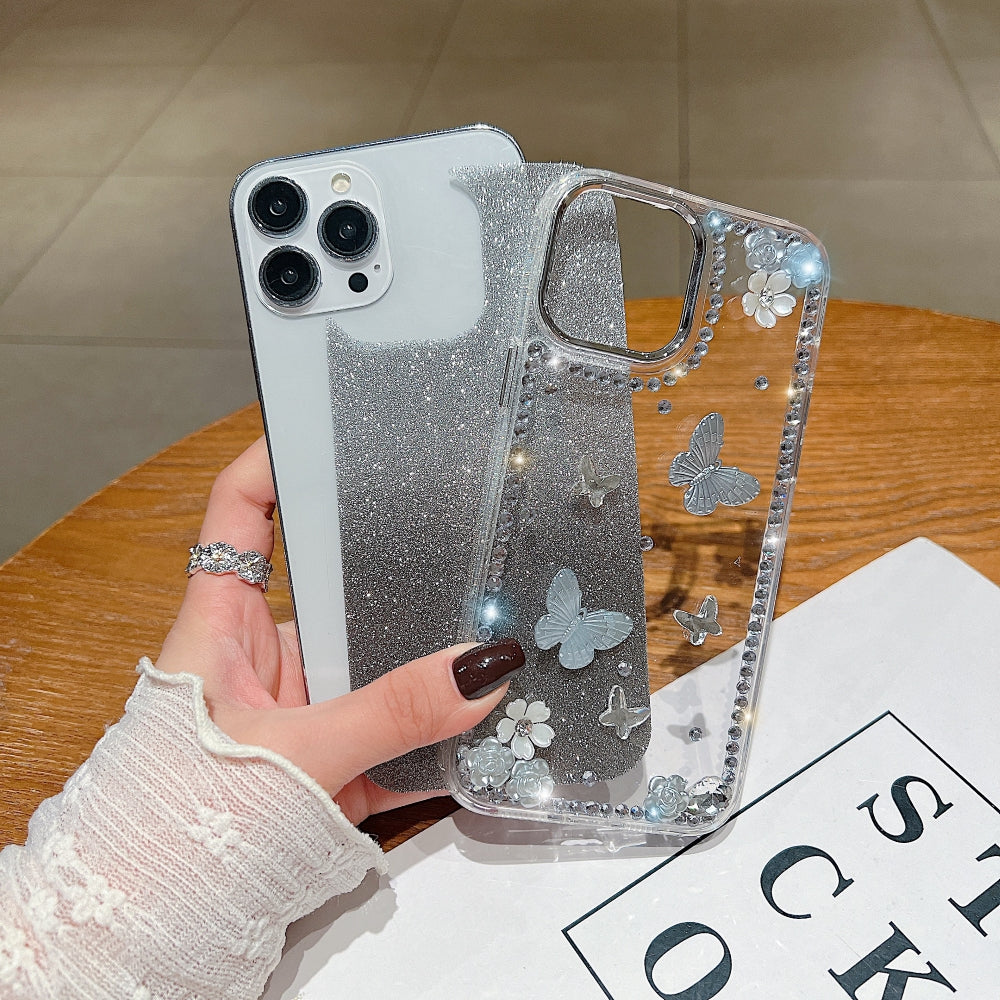 Rose and Butterfly Glittery Phone Case