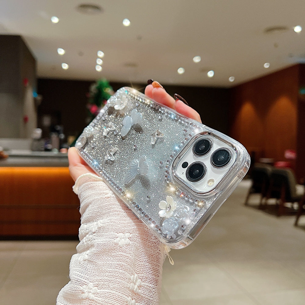 Rose and Butterfly Glittery Phone Case