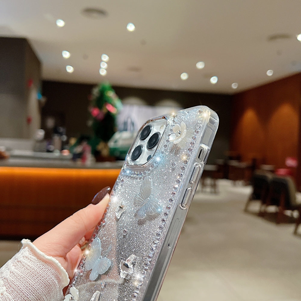 Rose and Butterfly Glittery Phone Case