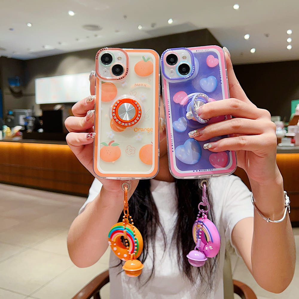 Rotated Ring Holder Printed Case With Charm