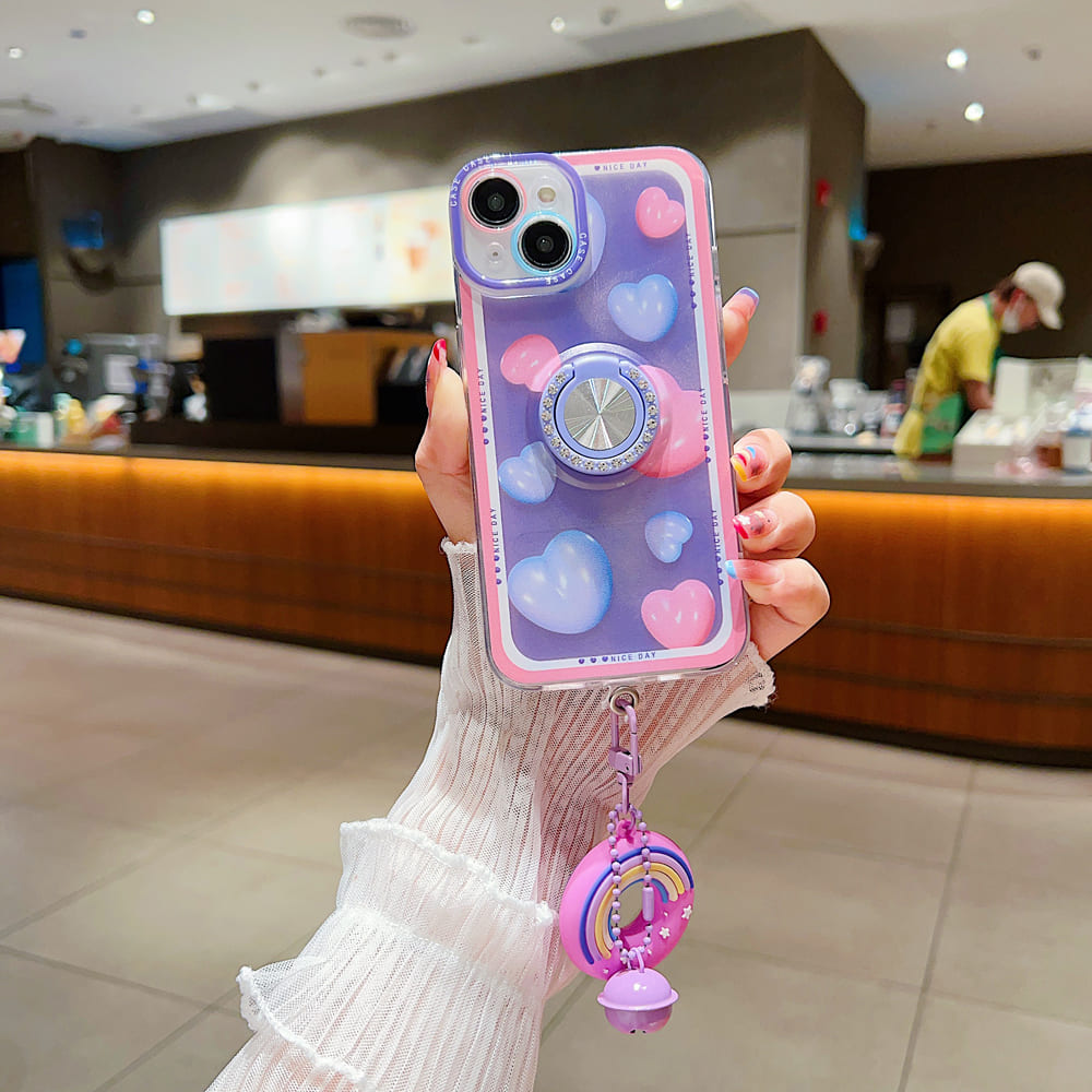 Rotated Ring Holder Printed Case With Charm