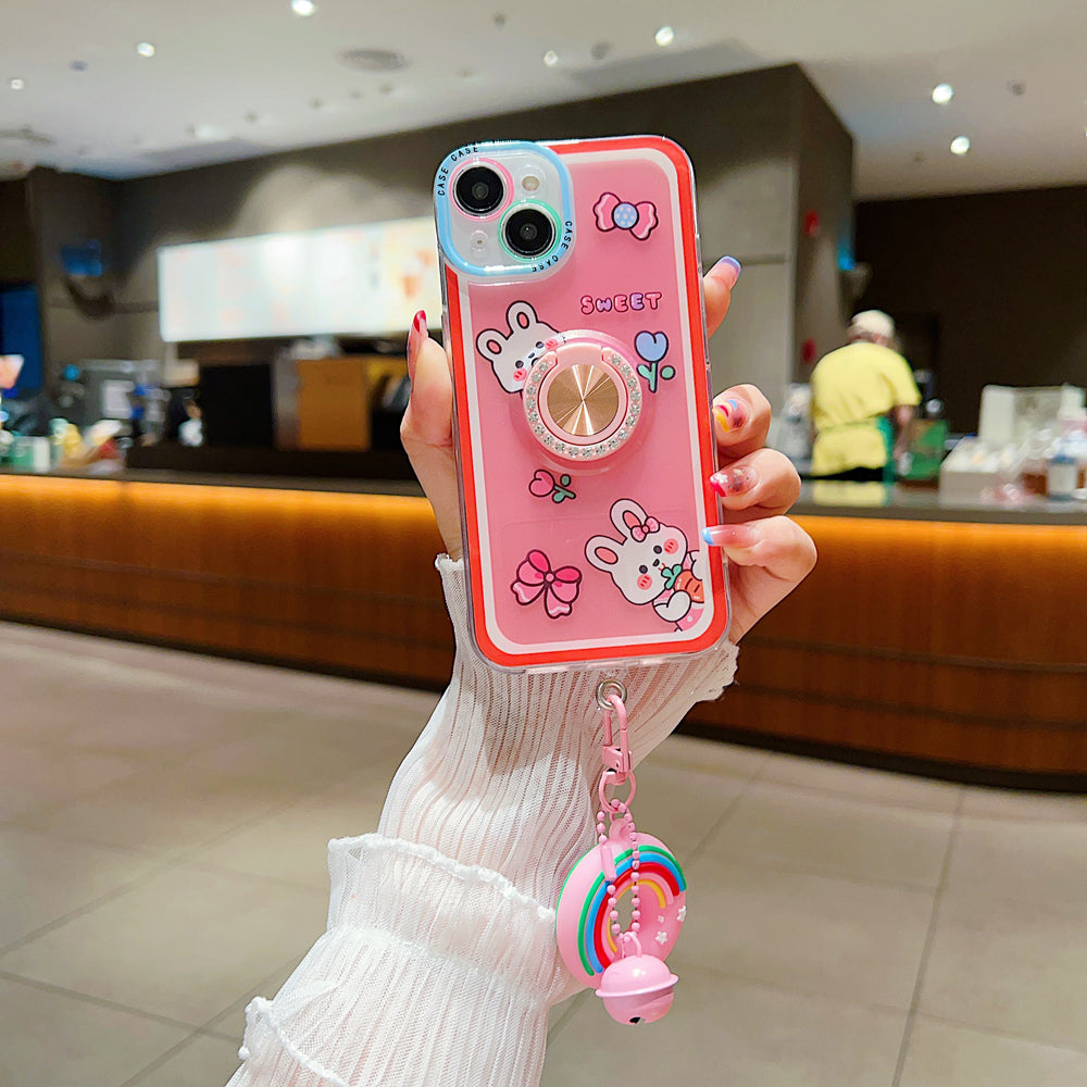 Rotated Ring Holder Printed Case With Charm - Oppo A16