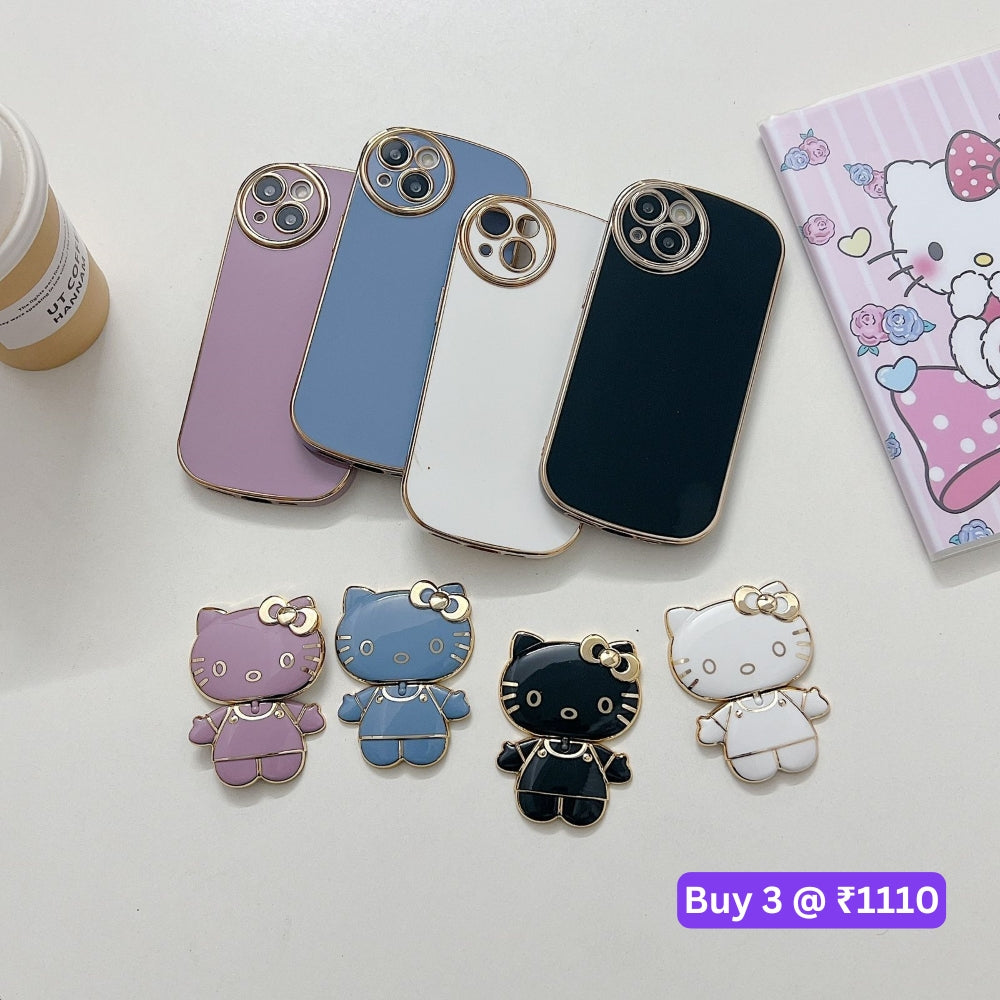 Rotated Kitty Mirror Stand Luxury Electroplated Cover - iPhone 12
