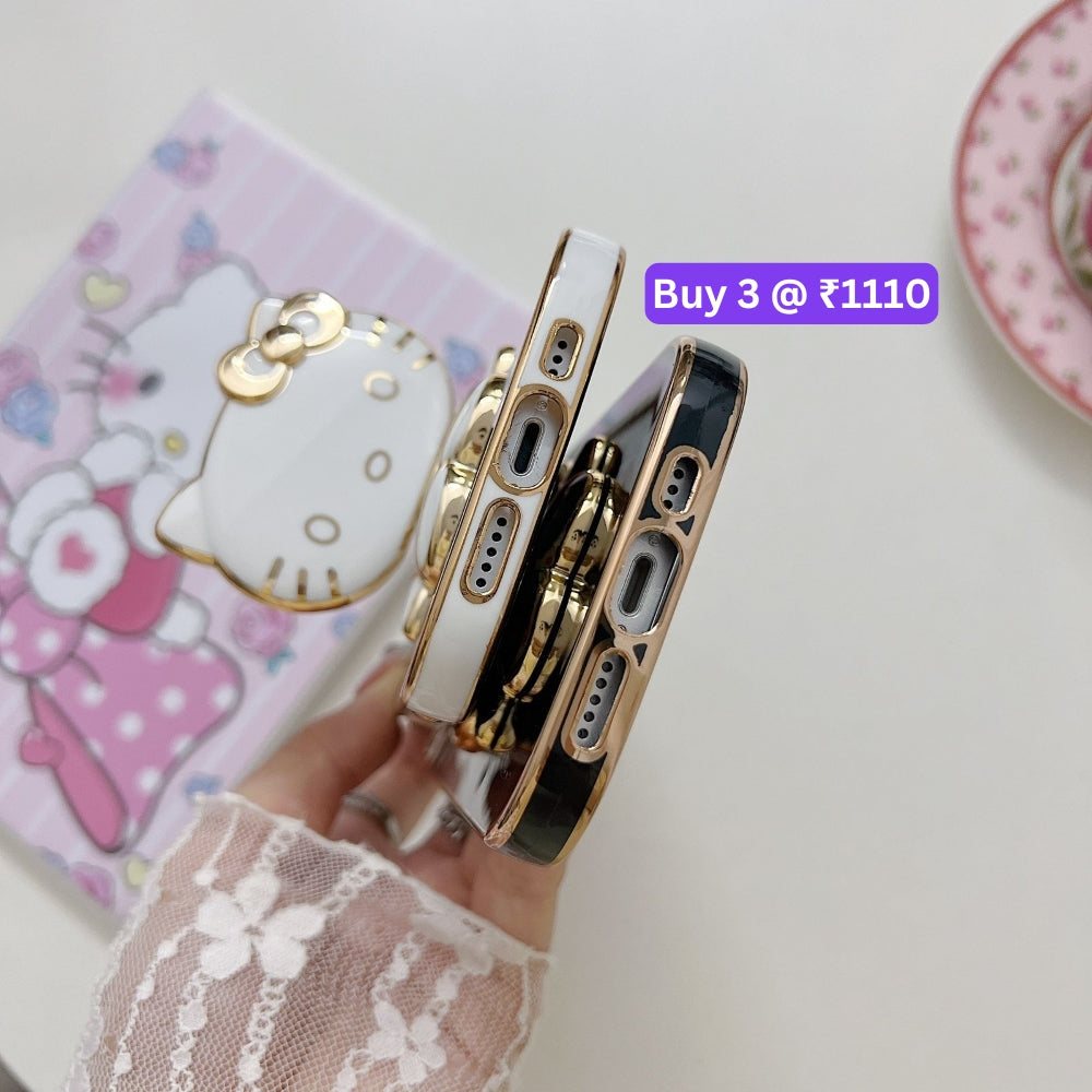 Rotated Kitty Mirror Stand Luxury Electroplated Cover - iPhone 12