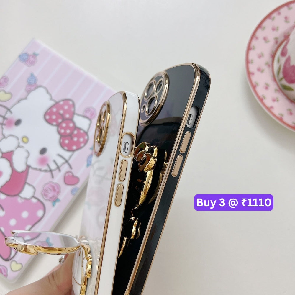 Rotated Kitty Mirror Stand Luxury Electroplated Cover - iPhone 12